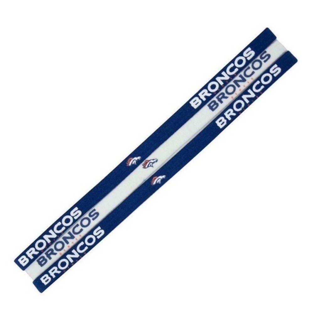 NFL Football Denver Colorado Broncos Elastic Anti Slip Hair Headbands 3pk NEW
